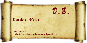 Denke Béla névjegykártya
